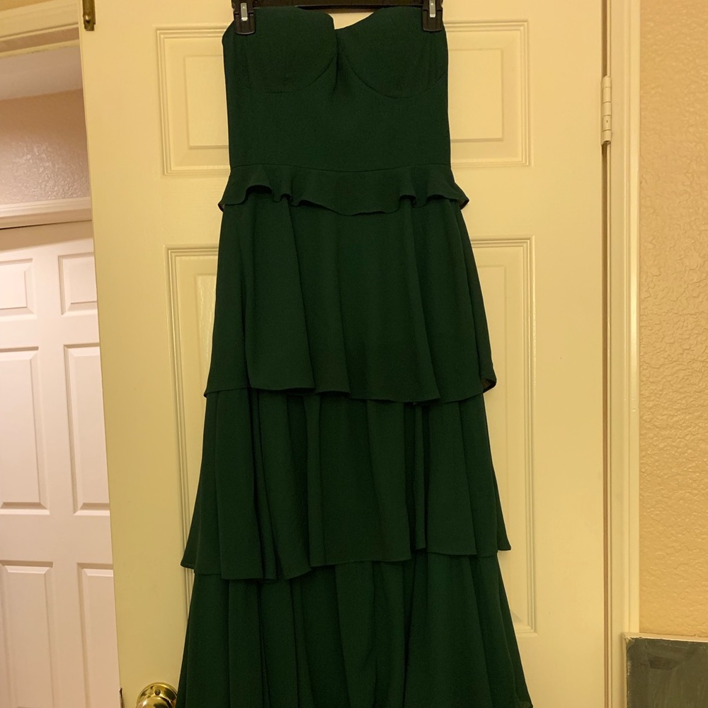 Green pleated maxi dress